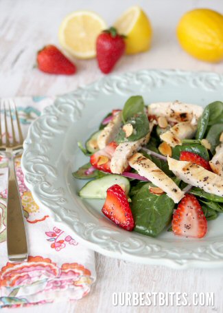 spring strawberry salad with chicken